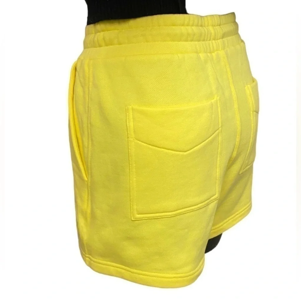 NEW The Kooples x Sport Neon Yellow Logo Fleece Sweat Shorts